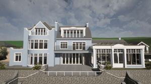 A computer generated image of a major renovation to Clay Point, Trefusis Road, Flushing, Cornwall
