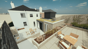 Computer generated image of a rear extension to a Grade II listed building in Falmouth, Cornwall