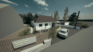 Computer generated image of changes to the local Village Hall Budock Water, Cornwall