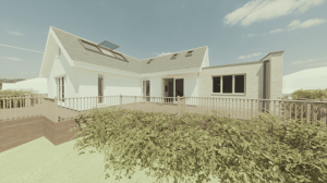 Computer generated image of a new single storey brick side extension
