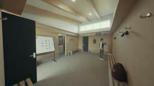 A computer generated image of the changing rooms in the new Stithians Community Pavilion