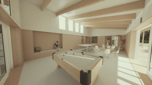 A computer generated image of the pool table in the new Stithians Community Pavilion