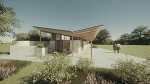 cgi of design for pavilion building in stithians