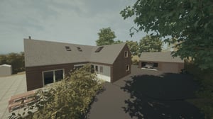 computer render of new home and garage behind