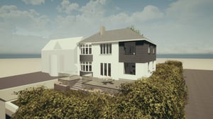 render of double height side extension to property in the heart of penzance
