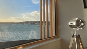 large window with views over the bay of falmouth