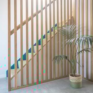 ply batons creating wall going up the stairs