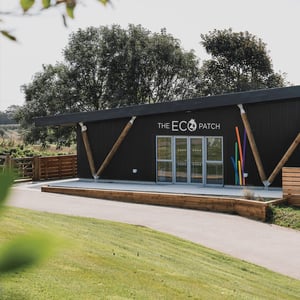 external view of timber frame metal clad outdoor classroom