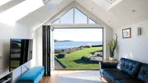 view from living room over gyllyngvase beach