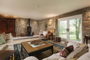 large living room with views out to the garden