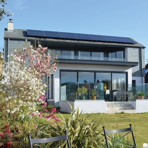garden view of renovated home with magnolias