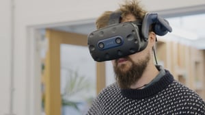 man wearing virtual reality headset