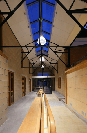 Märraum Architects_Penryn_Warehouse_night entrance internal