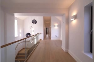 long landing with bright stairwell